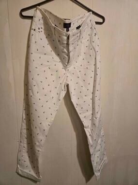 NYDJ Size 8 White Anchor Print Pants